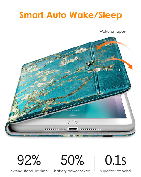 DTTO iPad Mini 1 2 3 Case, Premium Leather Folio Stand Cover Case with Multi-Angle Viewing and Auto Wake-Sleep Function, Front Pocket for Apple iPad Mini 1/Mini 2/Mini 3 - Brown