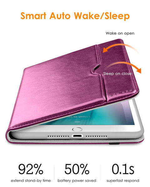 DTTO iPad Mini 4 Case, Premium Leather Folio Stand Cover Case with Multi-Angle Viewing and Auto Wake-Sleep Function, Front Pocket for Apple iPad Mini 4 - Brown