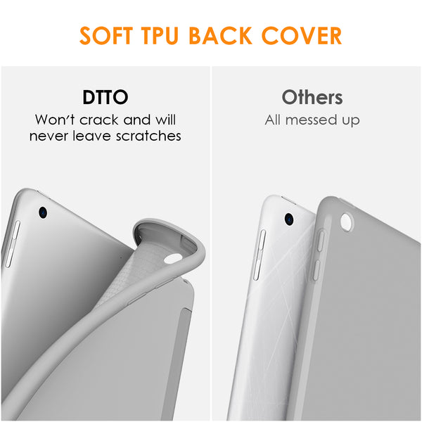 DTTO iPad 9th/ 8th/ 7th Generation 10.2 Case, Lightweight Soft TPU Back for iPad 10.2 Inch (2021/2020/2019) [Auto Wake/Sleep + Trifold Stand] - Rose Gold