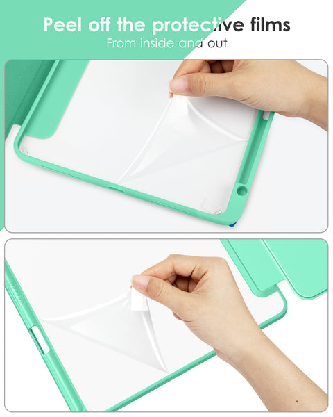 DTTOCASE for iPad Air Case 5th / 4th Generation 10.9 Inch (2022/2020),iPad Pro 11 Inch Case with Transparent Shockproof Back Cover[Built-in Pencil Holder,Auto Sleep/Wake,Camera Protection]-Blue Purple