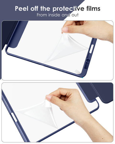 DTTOCASE iPad Pro 12.9 Case 6th / 5th / 4th / 3rd Generation 2022/2021 / 2020/2018,12.9 inch Clear Back Cover[Built-in Pencil Holder,Auto Sleep/Wake,Camera Protection] for iPad Pro-Blue Purple