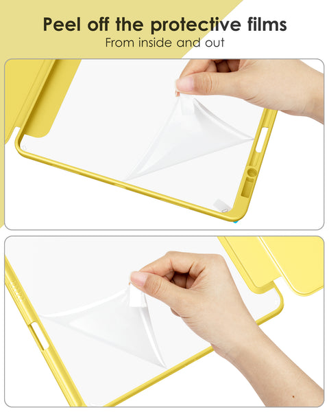 DTTOCASE iPad Pro 12.9 Case 6th / 5th / 4th / 3rd Generation 2022/2021 / 2020/2018,12.9 inch Clear Back Cover[Built-in Pencil Holder,Auto Sleep/Wake,Camera Protection] for iPad Pro-Blue Purple