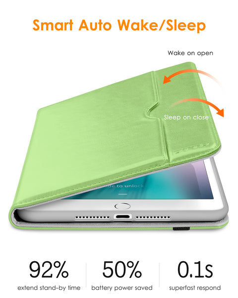 DTTO iPad Mini 4 Case, Premium Leather Folio Stand Cover Case with Multi-Angle Viewing and Auto Wake-Sleep Function, Front Pocket for Apple iPad Mini 4 - Brown