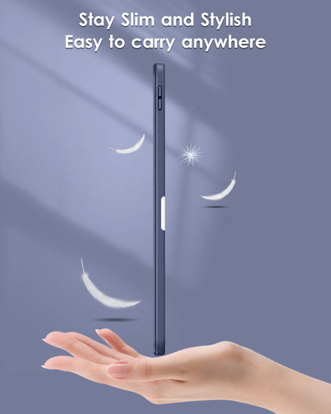 DTTO iPad 10th Generation Case 10.9 Inch 2022, Slim Tri-fold Stand Soft TPU Back with Pencil Holder for iPad 10 Case - Support Touch ID, Auto Sleep/Wake, and Honeycomb Grid Cushion, Black