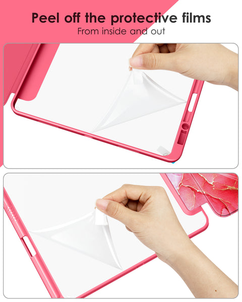 DTTOCASE iPad Pro 12.9 Case 6th / 5th / 4th / 3rd Generation 2022/2021 / 2020/2018,12.9 inch Clear Back Cover[Built-in Pencil Holder,Auto Sleep/Wake,Camera Protection] for iPad Pro-Blue Purple