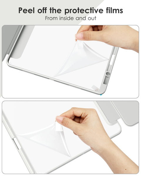 DTTOCASE iPad Pro 12.9 Case 6th / 5th / 4th / 3rd Generation 2022/2021 / 2020/2018,12.9 inch Clear Back Cover[Built-in Pencil Holder,Auto Sleep/Wake,Camera Protection] for iPad Pro-Blue Purple