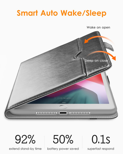 DTTO for iPad 9.7 Inch 5th/6th Generation 2018/2017 Case with Apple Pencil Holder, Premium Leather Folio Stand Cover Case for Apple iPad 9.7 inch, Also Fit iPad Pro 9.7/Air 2/Air - Black