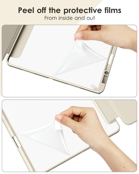 DTTOCASE iPad Pro 12.9 Case 6th / 5th / 4th / 3rd Generation 2022/2021 / 2020/2018,12.9 inch Clear Back Cover[Built-in Pencil Holder,Auto Sleep/Wake,Camera Protection] for iPad Pro-Blue Purple