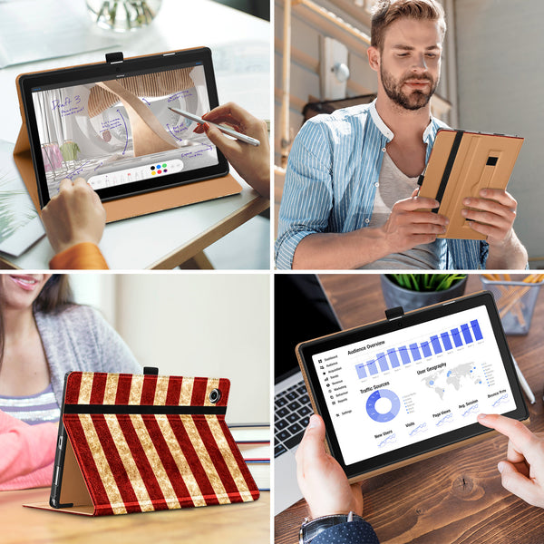 DTTO for Samsung Galaxy Tab A8 10.5 inch Case 2022, Premium Leather Business Folio Stand Cover with Built-in Hand Strap for Samsung Galaxy Tab A8 10.5’’ 2022 Model [SM-X200/X205/X207], Black