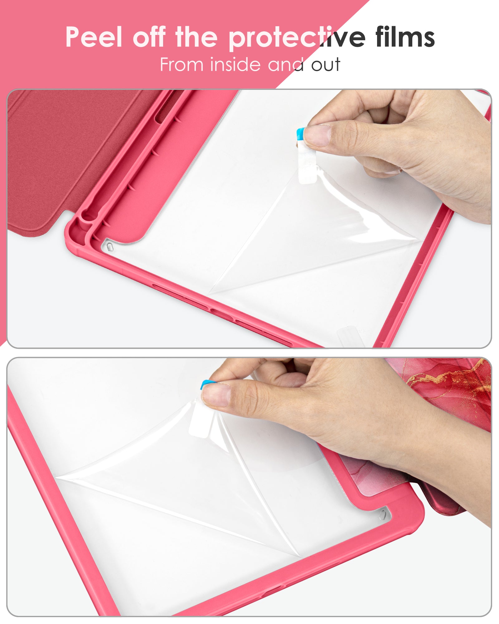 DTTOCASE for iPad 6th / 5th Generation 9.7 inch Case (2018/2017), iPad Air 2 & 1 (2014/2013) Case, Clear Back, Smart Cover [Built-in Pencil Holder, Auto Sleep/Wake] - Rose Gold