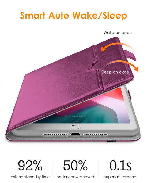 DTTO for iPad 9.7 Inch 5th/6th Generation 2018/2017 Case with Apple Pencil Holder, Premium Leather Folio Stand Cover Case for Apple iPad 9.7 inch, Also Fit iPad Pro 9.7/Air 2/Air - Black