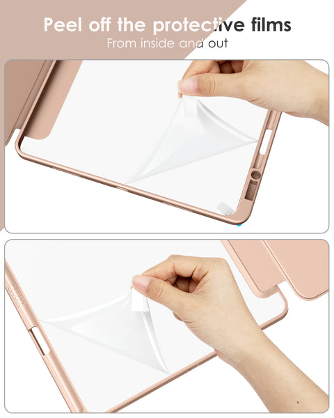 DTTOCASE iPad Pro 12.9 Case 6th / 5th / 4th / 3rd Generation 2022/2021 / 2020/2018,12.9 inch Clear Back Cover[Built-in Pencil Holder,Auto Sleep/Wake,Camera Protection] for iPad Pro-Blue Purple