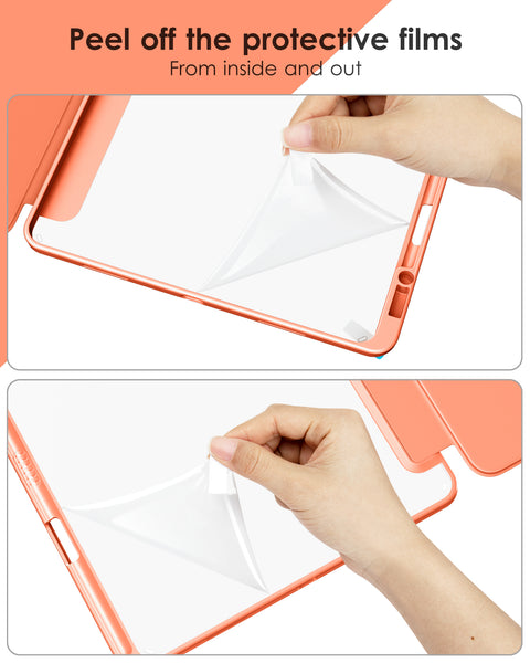 DTTOCASE iPad Pro 12.9 Case 6th / 5th / 4th / 3rd Generation 2022/2021 / 2020/2018,12.9 inch Clear Back Cover[Built-in Pencil Holder,Auto Sleep/Wake,Camera Protection] for iPad Pro-Blue Purple