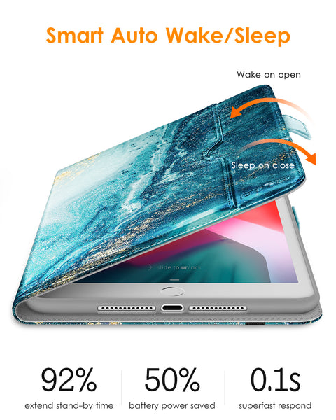 DTTO for iPad 9.7 Inch 5th/6th Generation 2018/2017 Case with Apple Pencil Holder, Premium Leather Folio Stand Cover Case for Apple iPad 9.7 inch, Also Fit iPad Pro 9.7/Air 2/Air - Black