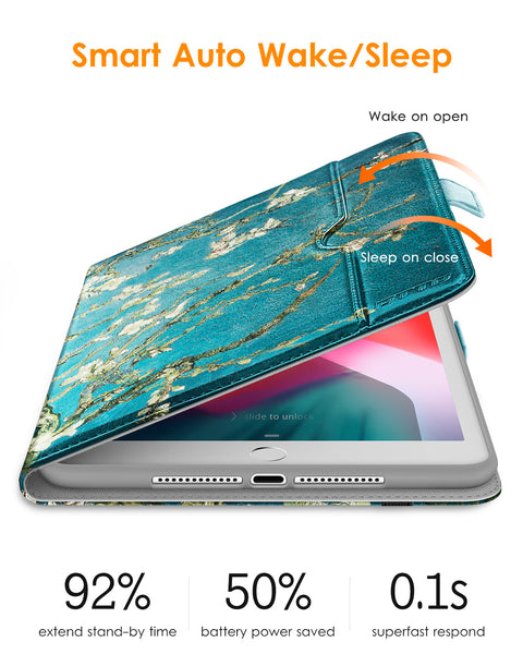 DTTO for iPad 9.7 Inch 5th/6th Generation 2018/2017 Case with Apple Pencil Holder, Premium Leather Folio Stand Cover Case for Apple iPad 9.7 inch, Also Fit iPad Pro 9.7/Air 2/Air - Black