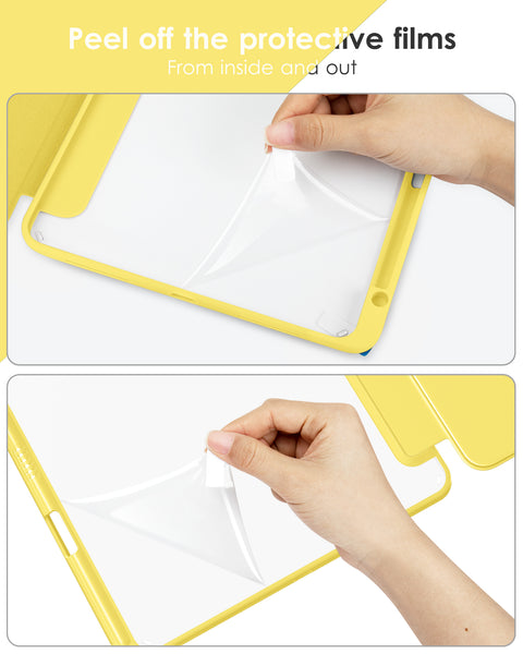 DTTOCASE for iPad Air Case 5th / 4th Generation 10.9 Inch (2022/2020),iPad Pro 11 Inch Case with Transparent Shockproof Back Cover[Built-in Pencil Holder,Auto Sleep/Wake,Camera Protection]-Blue Purple