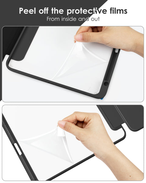 DTTOCASE for iPad Air Case 5th / 4th Generation 10.9 Inch (2022/2020),iPad Pro 11 Inch Case with Transparent Shockproof Back Cover[Built-in Pencil Holder,Auto Sleep/Wake,Camera Protection]-Blue Purple