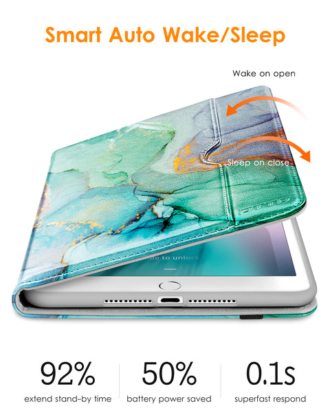 DTTO iPad Mini 4 Case, Premium Leather Folio Stand Cover Case with Multi-Angle Viewing and Auto Wake-Sleep Function, Front Pocket for Apple iPad Mini 4 - Brown