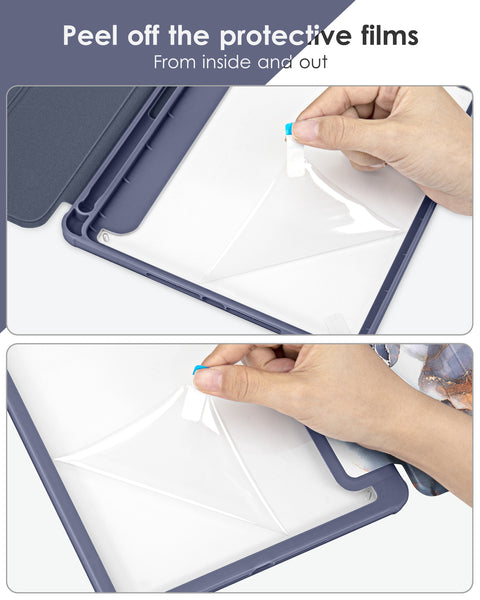 DTTOCASE for iPad 6th / 5th Generation 9.7 inch Case (2018/2017), iPad Air 2 & 1 (2014/2013) Case, Clear Back, Smart Cover [Built-in Pencil Holder, Auto Sleep/Wake] - Rose Gold