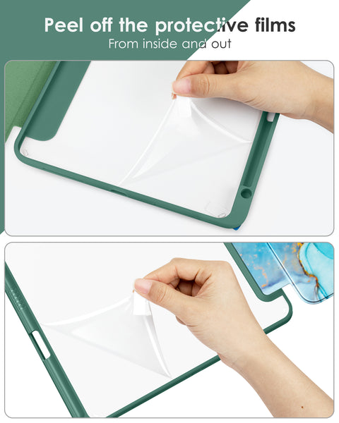 DTTOCASE for iPad Air Case 5th / 4th Generation 10.9 Inch (2022/2020),iPad Pro 11 Inch Case with Transparent Shockproof Back Cover[Built-in Pencil Holder,Auto Sleep/Wake,Camera Protection]-Blue Purple