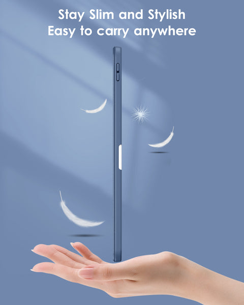 DTTO iPad 10th Generation Case 10.9 Inch 2022, Slim Tri-fold Stand Soft TPU Back with Pencil Holder for iPad 10 Case - Support Touch ID, Auto Sleep/Wake, and Honeycomb Grid Cushion, Black