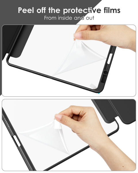 DTTOCASE iPad Pro 12.9 Case 6th / 5th / 4th / 3rd Generation 2022/2021 / 2020/2018,12.9 inch Clear Back Cover[Built-in Pencil Holder,Auto Sleep/Wake,Camera Protection] for iPad Pro-Blue Purple