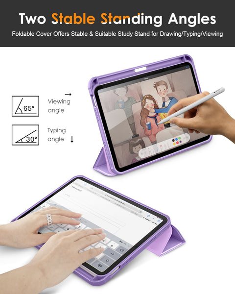 DTTO for iPad Mini 6 Case 2021 with Pencil Holder, Slim Smart Smooth Trifold Stand Front Cover [Auto Sleep/Wake] with Hard PC Clear Back Cover for Apple iPad Mini 6th Generation 8.3 Inch, Marble Green