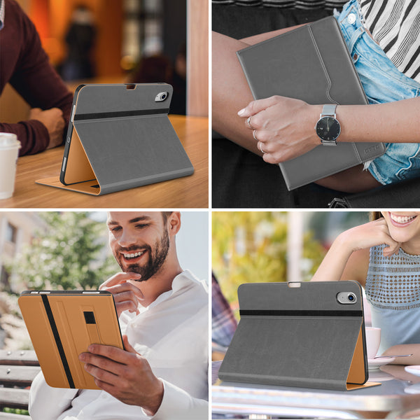 DTTO iPad Air 5th Generation Case (2022) / iPad Air 4th Generation Case (2020) 10.9 Inch, Premium Leather Business Folio Stand Cover with Pencil Holder [2nd Pencil Charging] for iPad Air 5/4, Brown