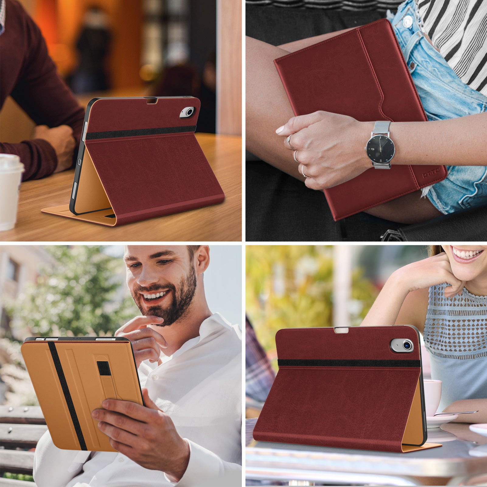 DTTO iPad Air 5th Generation Case (2022) / iPad Air 4th Generation Case (2020) 10.9 Inch, Premium Leather Business Folio Stand Cover with Pencil Holder [2nd Pencil Charging] for iPad Air 5/4, Brown