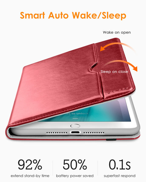 DTTO iPad Mini 4 Case, Premium Leather Folio Stand Cover Case with Multi-Angle Viewing and Auto Wake-Sleep Function, Front Pocket for Apple iPad Mini 4 - Brown