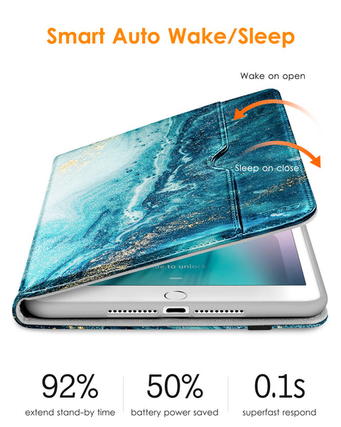 DTTO iPad Mini 4 Case, Premium Leather Folio Stand Cover Case with Multi-Angle Viewing and Auto Wake-Sleep Function, Front Pocket for Apple iPad Mini 4 - Brown