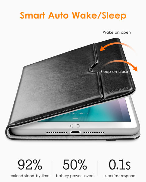 DTTO iPad Mini 4 Case, Premium Leather Folio Stand Cover Case with Multi-Angle Viewing and Auto Wake-Sleep Function, Front Pocket for Apple iPad Mini 4 - Brown