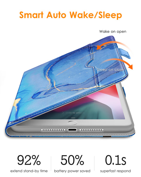 DTTO for iPad 9.7 Inch 5th/6th Generation 2018/2017 Case with Apple Pencil Holder, Premium Leather Folio Stand Cover Case for Apple iPad 9.7 inch, Also Fit iPad Pro 9.7/Air 2/Air - Black