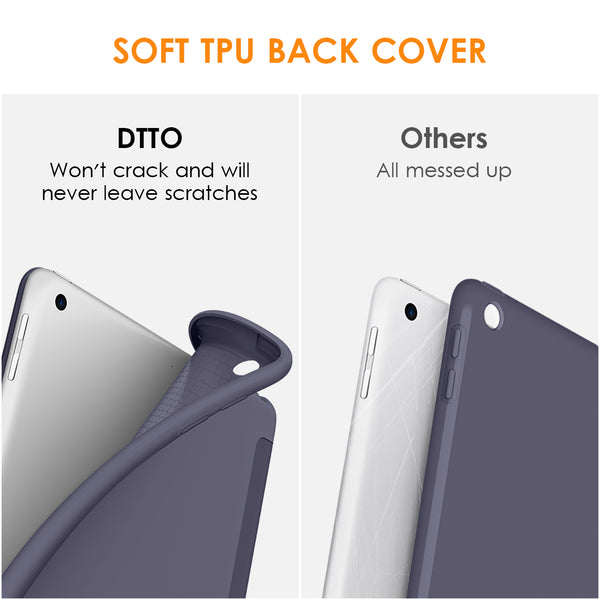 DTTO iPad 9th/ 8th/ 7th Generation 10.2 Case, Lightweight Soft TPU Back for iPad 10.2 Inch (2021/2020/2019) [Auto Wake/Sleep + Trifold Stand] - Rose Gold