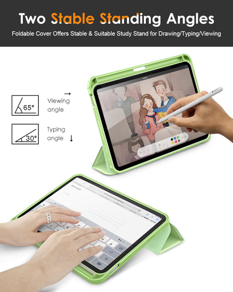 DTTO for iPad Mini 6 Case 2021 with Pencil Holder, Slim Smart Smooth Trifold Stand Front Cover [Auto Sleep/Wake] with Hard PC Clear Back Cover for Apple iPad Mini 6th Generation 8.3 Inch, Marble Green