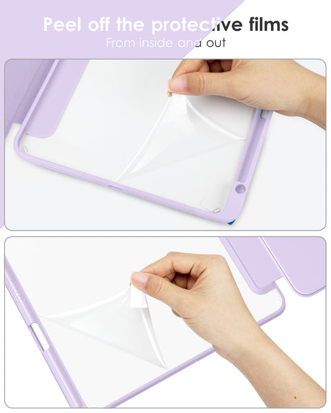 DTTOCASE for iPad Air Case 5th / 4th Generation 10.9 Inch (2022/2020),iPad Pro 11 Inch Case with Transparent Shockproof Back Cover[Built-in Pencil Holder,Auto Sleep/Wake,Camera Protection]-Blue Purple