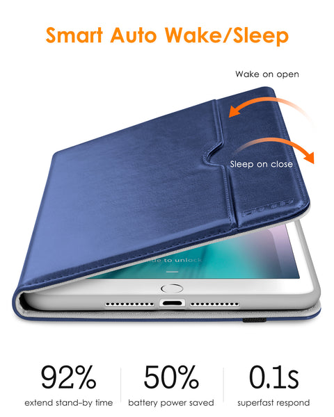 DTTO iPad Mini 4 Case, Premium Leather Folio Stand Cover Case with Multi-Angle Viewing and Auto Wake-Sleep Function, Front Pocket for Apple iPad Mini 4 - Brown