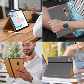 DTTO iPad 10th Generation Case 10.9 Inch 2022, Premium Leather Business Folio Stand Cover with Pencil Holder - Auto Wake/Sleep and Multiple Viewing Angles, Brown