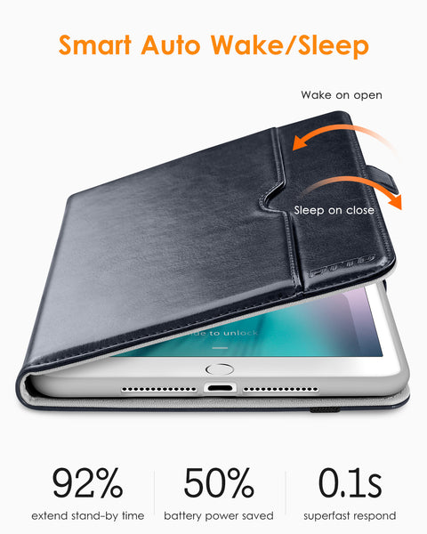 DTTO for iPad 9.7 Inch 5th/6th Generation 2018/2017 Case with Apple Pencil Holder, Premium Leather Folio Stand Cover Case for Apple iPad 9.7 inch, Also Fit iPad Pro 9.7/Air 2/Air - Black