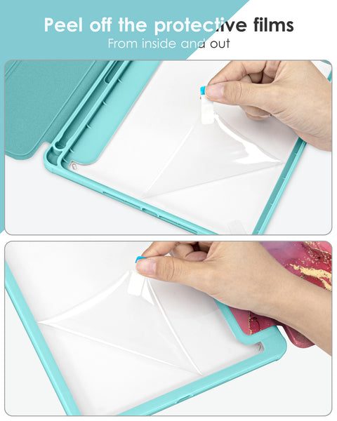 DTTOCASE for iPad 6th / 5th Generation 9.7 inch Case (2018/2017), iPad Air 2 & 1 (2014/2013) Case, Clear Back, Smart Cover [Built-in Pencil Holder, Auto Sleep/Wake] - Rose Gold