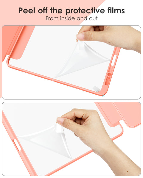 DTTOCASE iPad Pro 12.9 Case 6th / 5th / 4th / 3rd Generation 2022/2021 / 2020/2018,12.9 inch Clear Back Cover[Built-in Pencil Holder,Auto Sleep/Wake,Camera Protection] for iPad Pro-Blue Purple