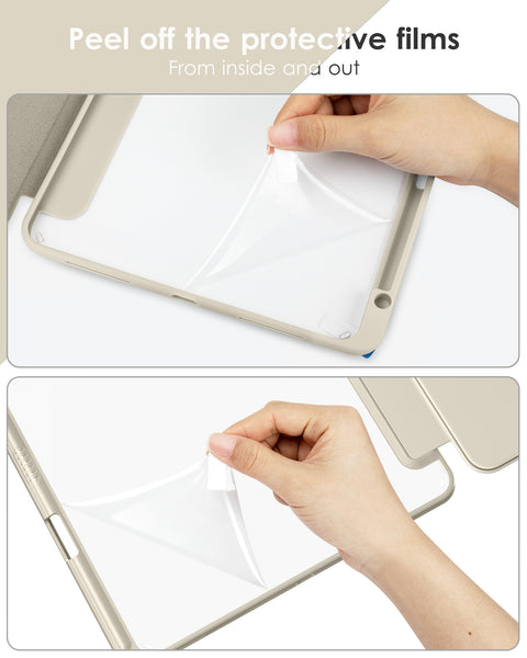 DTTOCASE for iPad Air Case 5th / 4th Generation 10.9 Inch (2022/2020),iPad Pro 11 Inch Case with Transparent Shockproof Back Cover[Built-in Pencil Holder,Auto Sleep/Wake,Camera Protection]-Blue Purple