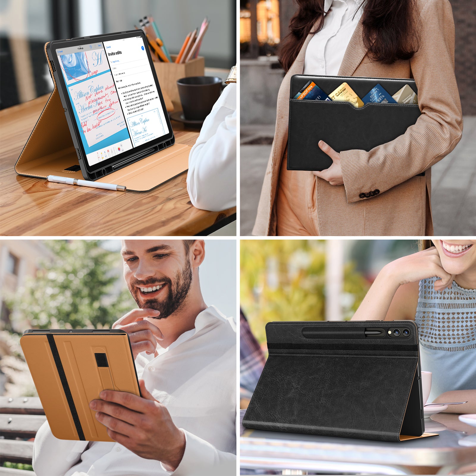 DTTO for Galaxy Tab S9 Plus Case 12.4 Inch Tablet (SM-X810/X816B/X818U), Premium Leather Business Folio Cover with S Pen Holder & Hand Strap for Samsung Galaxy Tab S9+ / S9 Plus 2023, Brown