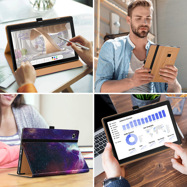 DTTO for Samsung Galaxy Tab A8 10.5 inch Case 2022, Premium Leather Business Folio Stand Cover with Built-in Hand Strap for Samsung Galaxy Tab A8 10.5’’ 2022 Model [SM-X200/X205/X207], Black