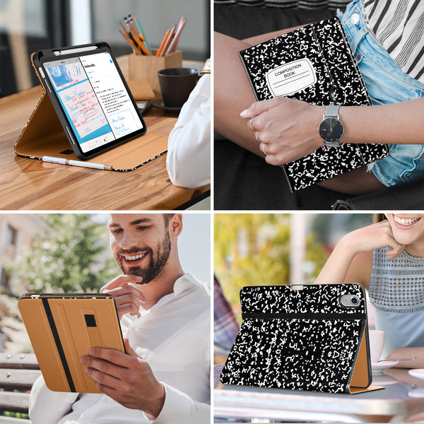 DTTO iPad 10th Generation Case 10.9 Inch 2022, Premium Leather Business Folio Stand Cover with Pencil Holder - Auto Wake/Sleep and Multiple Viewing Angles, Brown