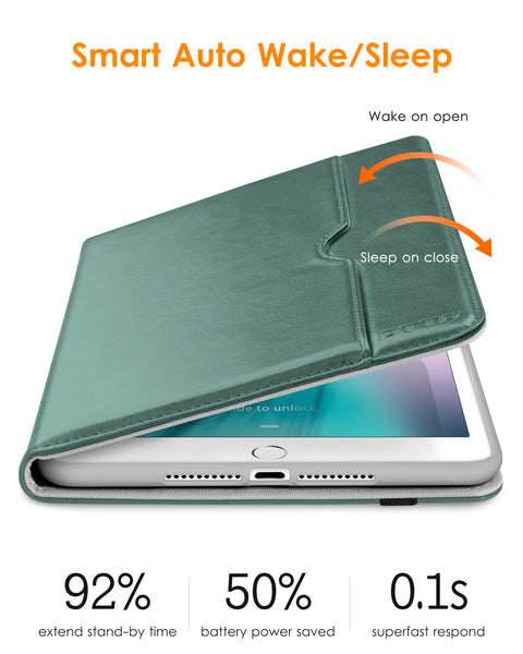 DTTO iPad Mini 4 Case, Premium Leather Folio Stand Cover Case with Multi-Angle Viewing and Auto Wake-Sleep Function, Front Pocket for Apple iPad Mini 4 - Brown