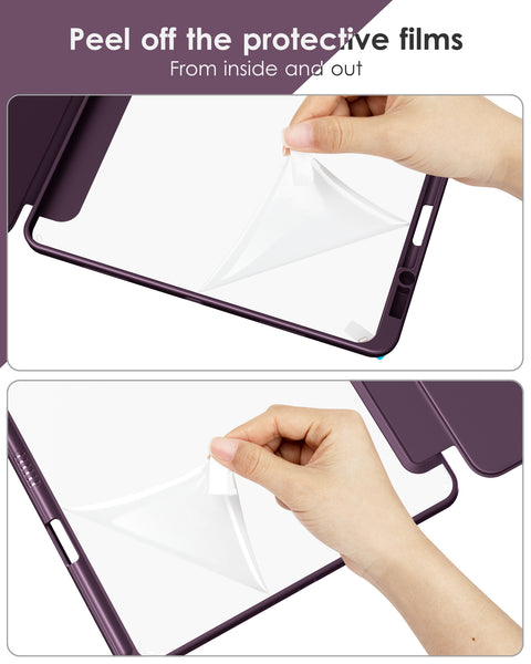 DTTOCASE iPad Pro 12.9 Case 6th / 5th / 4th / 3rd Generation 2022/2021 / 2020/2018,12.9 inch Clear Back Cover[Built-in Pencil Holder,Auto Sleep/Wake,Camera Protection] for iPad Pro-Blue Purple