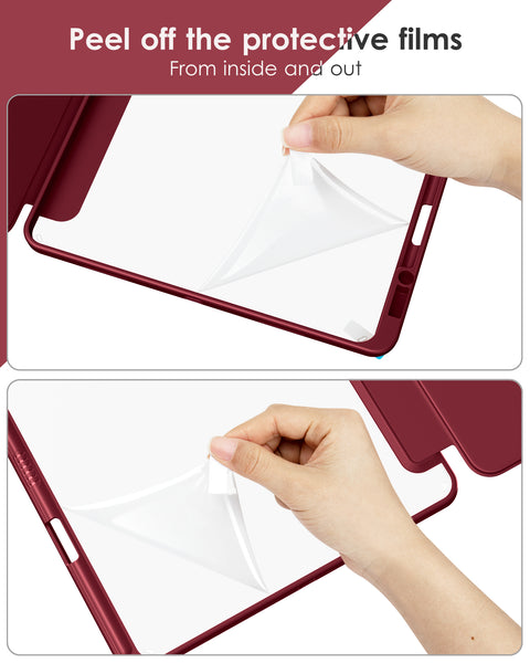 DTTOCASE iPad Pro 12.9 Case 6th / 5th / 4th / 3rd Generation 2022/2021 / 2020/2018,12.9 inch Clear Back Cover[Built-in Pencil Holder,Auto Sleep/Wake,Camera Protection] for iPad Pro-Blue Purple