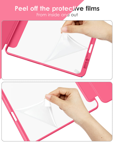 DTTOCASE iPad Pro 12.9 Case 6th / 5th / 4th / 3rd Generation 2022/2021 / 2020/2018,12.9 inch Clear Back Cover[Built-in Pencil Holder,Auto Sleep/Wake,Camera Protection] for iPad Pro-Blue Purple