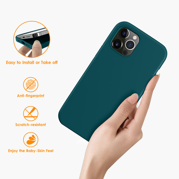 DTTO Compatible with iPhone 12/12 Pro Case,Shockproof Silicone [Romance Series] Cover [Enhanced Camera and Screen Protection] with Honeycomb Grid Cushion for iPhone 12 6.1” 2020,Midnight Green